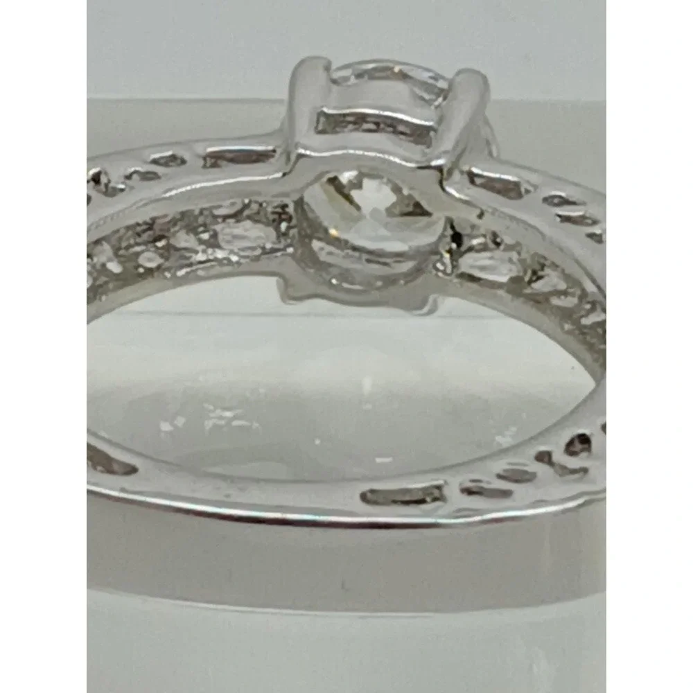 Vintage‎ Silver Tone Round Cut Cubic Zirconia Filigree Engagement Ring Size 10
